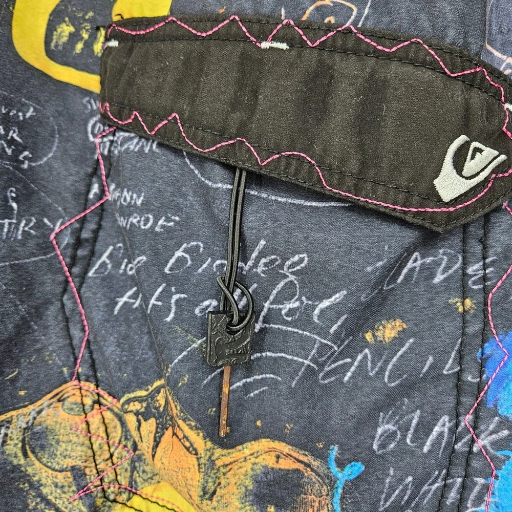 Vintage Quiksilver Board Shorts Mens 36 Peter Webb Art Black Beauty Rare‎